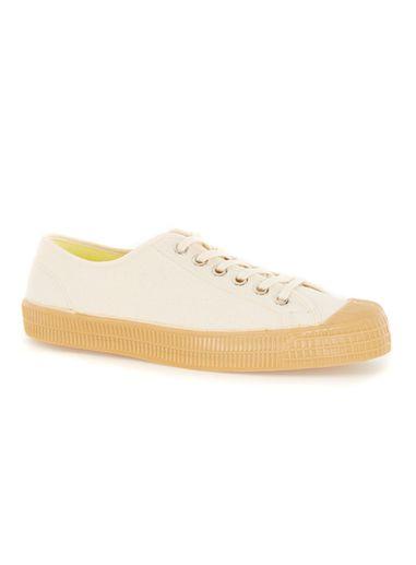 Topman Mens Brown Novesta Beige Canvas Sneakers