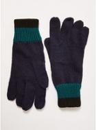 Topman Mens Navy Knitted Striped Gloves