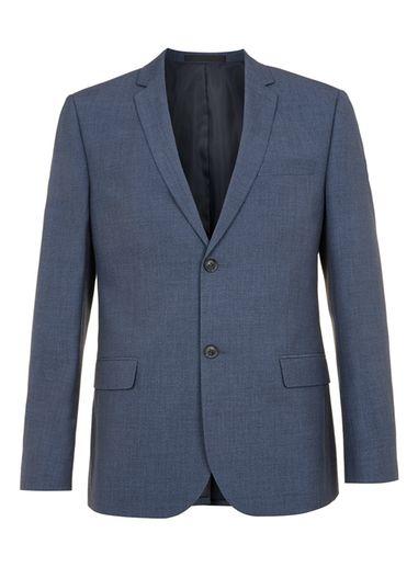 Topman Mens Blended Blue Slim Fit Suit Jacket