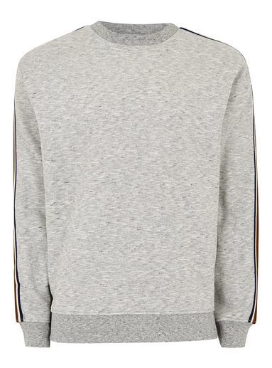 Topman Mens Grey Gray Taped Sweatshirt