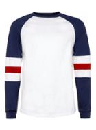 Topman Mens Blue Navy And Red Long Sleeve Raglan T-shirt