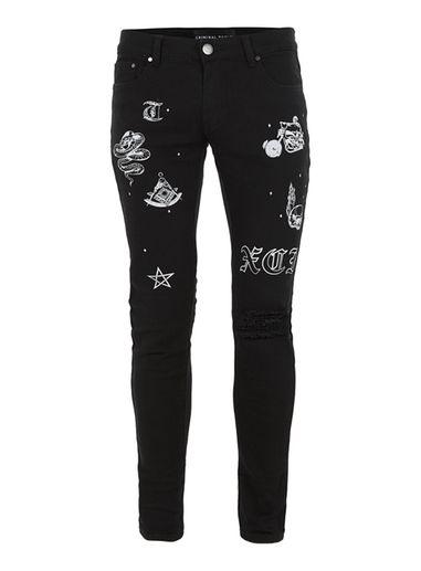 Topman Mens Criminal Damage Black 'pyramid' Jeans
