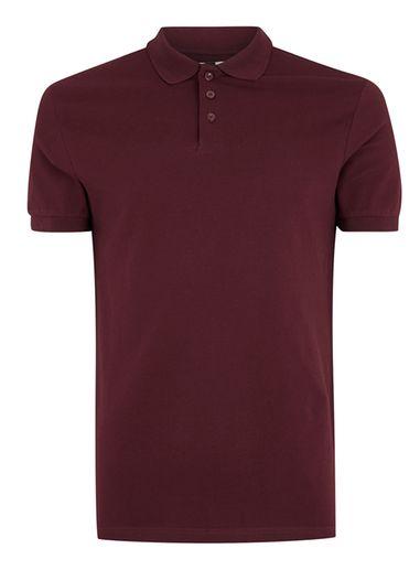 Topman Mens Burgandy Burgundy Muscle Fit Pique Polo Shirt