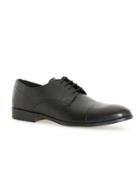 Topman Mens Grey Black Leather Smart Toecap Shoes