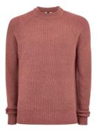 Topman Mens Pink Ribbed Crew Roll Neck Sweater