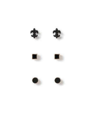 Topman Mens Black Fleur Earrings 3 Pack*