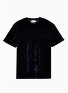 Topman Mens Navy Velvet T-shirt