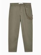 Topman Mens Khaki Tapered Trousers With Chain