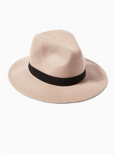 Topman Mens Brown Taupe Wool Fedora