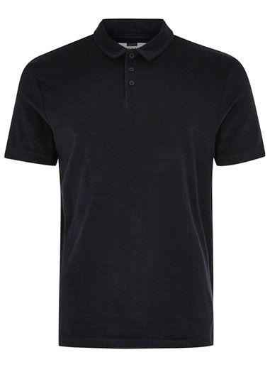 Topman Mens Dark Navy Towelling Polo