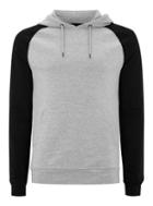 Topman Mens Gray And Black Raglan Muscle Hoodie