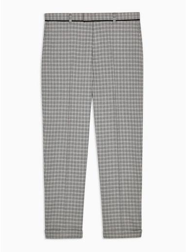 Topman Mens Grey Gray And Pink Relaxed Fit Suit Pants