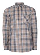 Topman Mens Brown Stone And Navy Check Casual Shirt