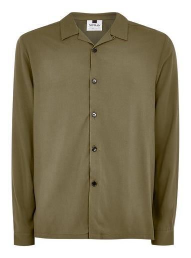 Topman Mens Khaki Revere Shirt