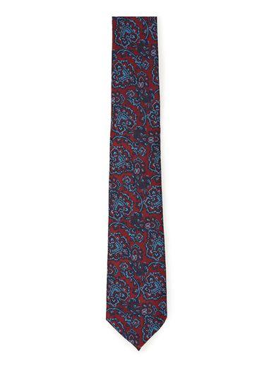 Topman Mens Red Burgundy And Navy Paisley Print Tie