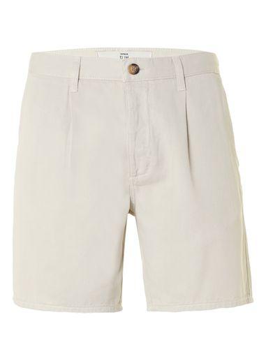 Topman Mens Ecru Off White Pleated Slim Chino Shorts