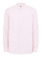 Topman Mens Pink And White Stripe Long Sleeve Shirt