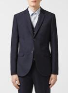 Topman Mens Blue Dark Navy Textured Skinny Fit Suit Jacket