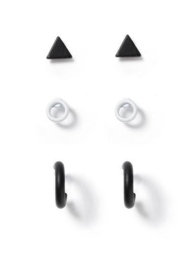 Topman Mens Black And White Geometric Earrings Pack*