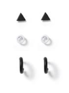 Topman Mens Black And White Geometric Earrings Pack*
