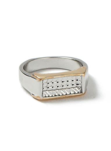 Topman Mens Metallic Two Tone Grid Ring*