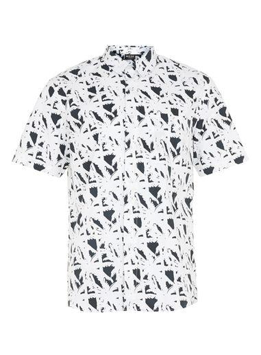 Topman Mens Nicce Black And White Print Short Sleeve Shirt