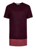 Topman Mens Grey Burgundy Longline Contrast Hem T-shirt