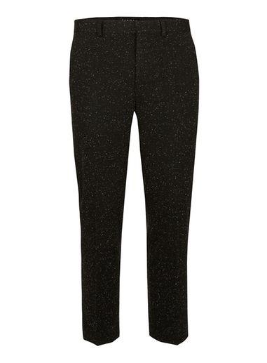 Topman Mens Black Neppy Jersey Cropped Smart Pants