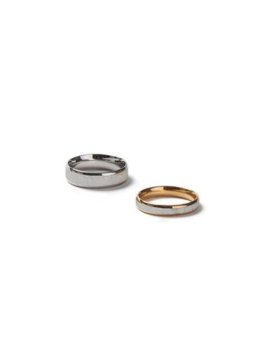 Topman Mens Multi Mixed Metal Ring 2 Pack*