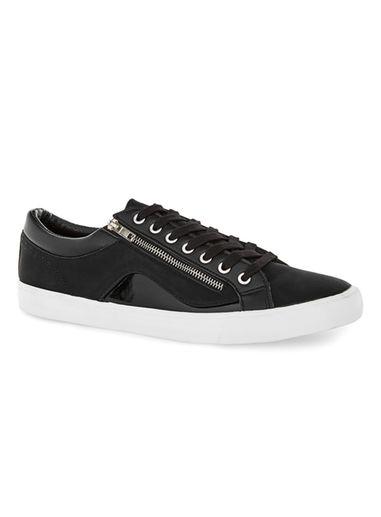 Topman Mens Black Lace Up Zip Sneakers