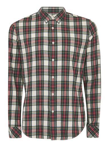 Topman Mens Multi Ecru Tartan Long Sleeve Shirt