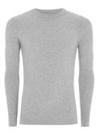 Topman Mens Mid Grey Gray Marl Ribbed Muscle Fit Sweater