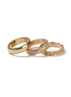 Topman Mens Gold Textured Rings 3 Pack*