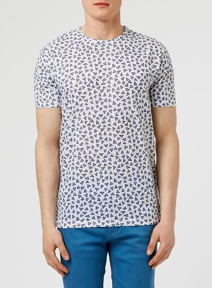 Topman Mens Navy And White Triangle Print T-shirt