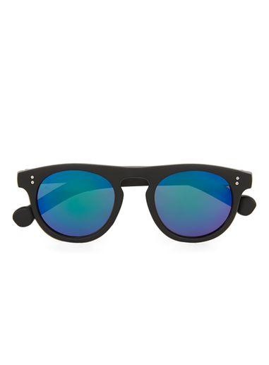 Topman Mens Black Flat Top Rounded Sunglasses