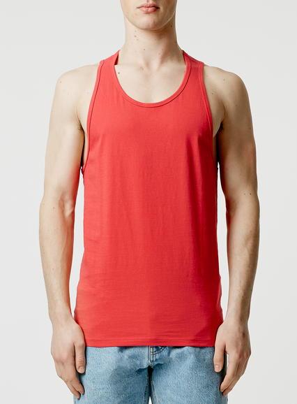 Topman Mens Red Slim Fit Tank Top