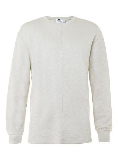 Topman Mens Brown Stone Fixed Hem Longline Sweatshirt