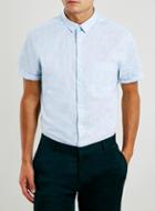 Topman Mens Sky Blue Texture Short Sleeve Smart Shirt