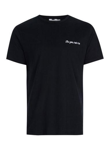 Topman Mens Black Not You Embroidery T-shirt