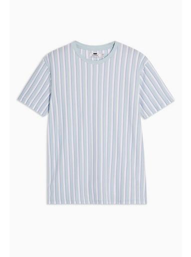 Topman Mens Blue Pique Stripe T-shirt
