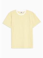 Topman Mens Yellow And Ecru Vertical Stripe T-shirt