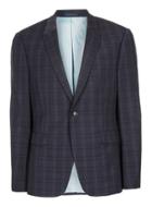 Topman Mens Blue Navy Check Ultra Muscle Fit Suit Jacket