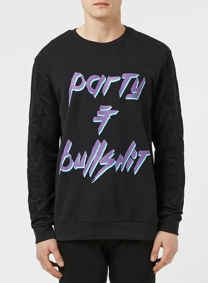 Topman Mens Nana Judy Black Party Sweatshirt