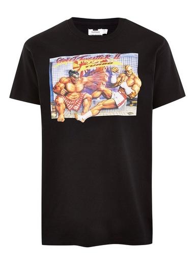 Topman Mens Black 'street Fighter' T-shirt
