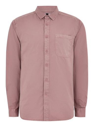 Topman Mens Pink Twill Long Sleeve Shirt