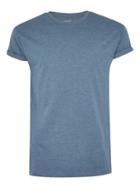 Topman Mens Blue Denim Rolled Sleeve Muscle Fit T-shirt