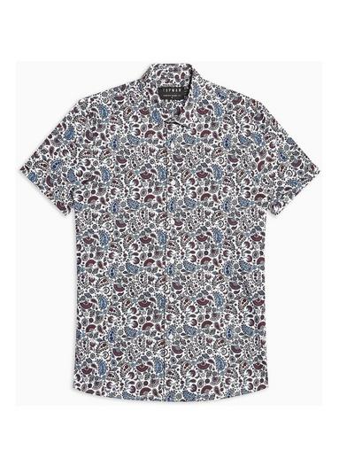 Topman Mens White Paisley Stretch Skinny Shirt