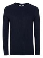 Topman Mens Navy Ribbed Muscle Fit Sweater