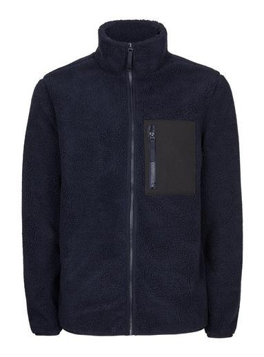 Topman Mens Navy Textured Borg Jacket