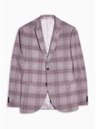 Topman Mens Red Check Skinny Fit Single Breasted Blazer With Peak Lapels